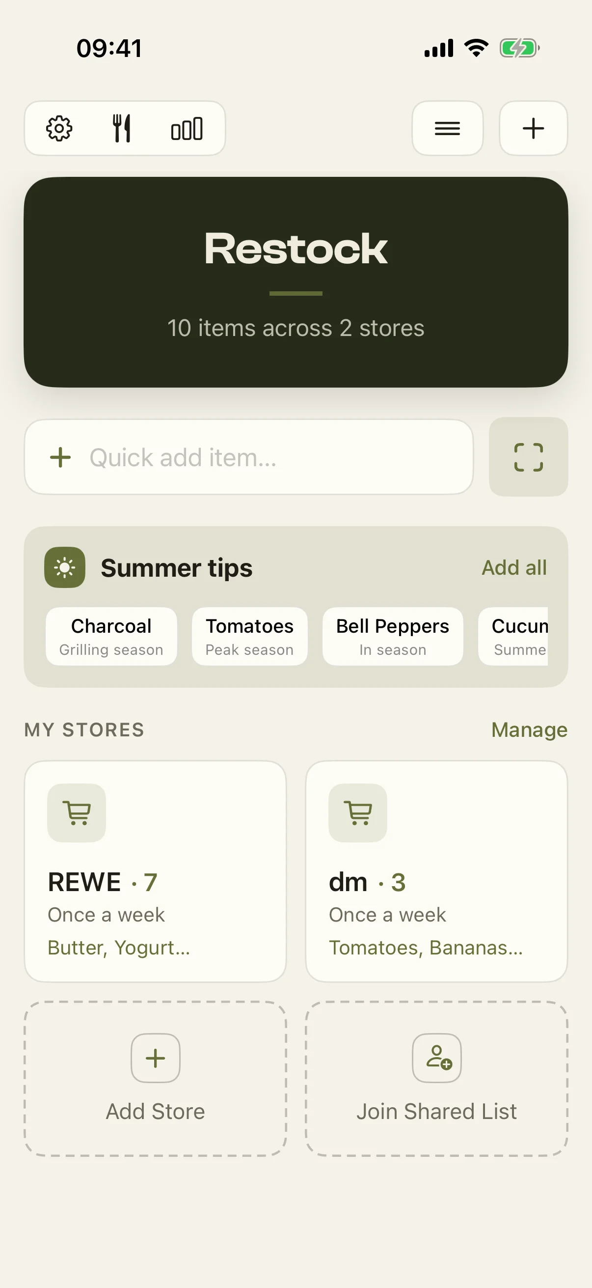 Restock restock reminder for regularly used-up products
